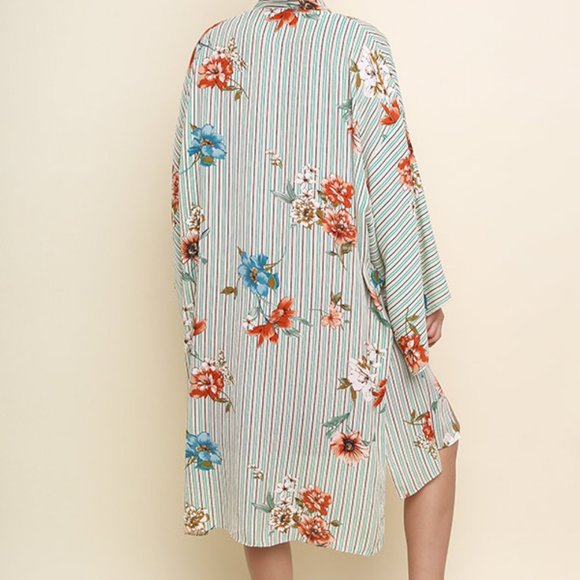 Umgee Drape Cardigan Fringe Shawl Kimono Duster - Picture 3 of 4